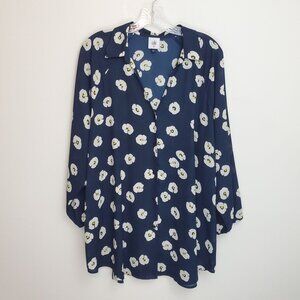 Cabi Go To Blouse in navy and white floral